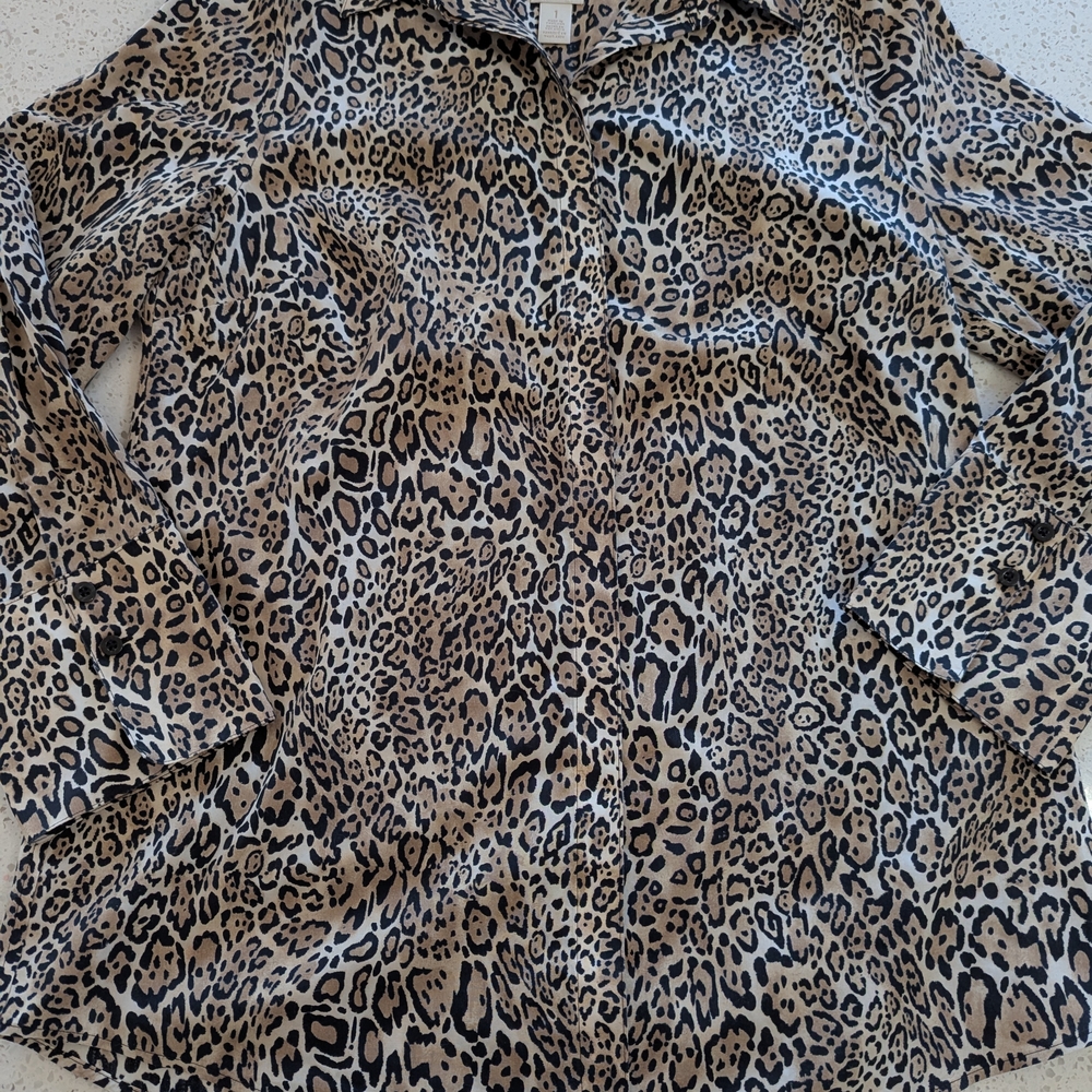 Leopard Print Long Sleeve Blouse